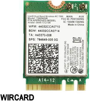 Dual Band  NGFF 867Mbps 802.11ac WiFi Card+BT For Intel  7260AC 7260NGW  2.4G/5G WiFi Card