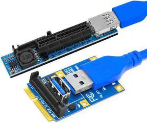 Mini PCIE to PCI-E X4 Slot Riser Card Port Adapter PC Graphics Card Connector with 60CM USB3.0 Extension Cable PCI Express Riser