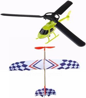 Aviation Model Handle Pull The Plane Outdoor Toys For Children Play Helicopter & Elastic Rubber Band Powered DIY Foam Plane Mode