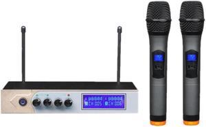 Audio Mixer Console With Wireless Microphone Sound Mixing With Bluetooth Mini Dj Mixer+Wireless Karaoke-US Plug