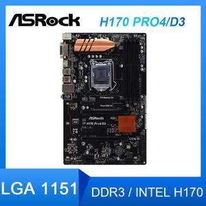 1151 Motherboard For ASRock H170 PRO4/D3 Motherboard  DDR3 ram 64GB SATA III Intel H170 ATX For Core  i3-6100T i5-7400T cpus