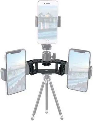1/4" Screw Triple Stand Holder Mount Bracket Adapter for Phone Camera Tripod