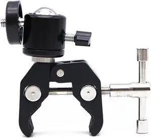 Universal Super Clip Clamp Mount with 1/4" Screw Ball Head Mount for Cameras Lights Umbrellas Hooks Shelves Plate Glass