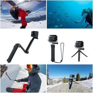 3 Way Handheld Selfie Stick for Gopro Hero 9 8 7 5 6 4 3 Series Foldable Install Tripod Stand 3 In 1 Gopro Accessories