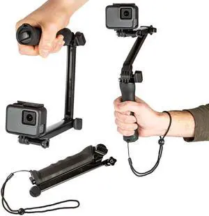 3 Way Selfie Stick Hand Grip with Tripod Stand Monopod for GoPro Osmo Action