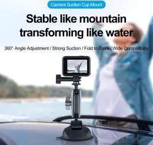 TELESIN 360 Adjustable Suction Cup Windshield Holder w/ 1/4" Adapter For GoPro Action Camera