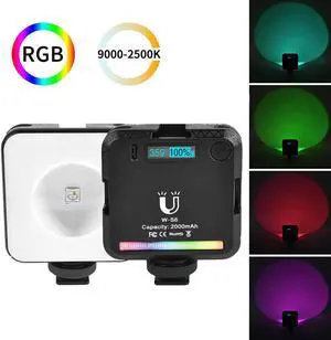 W-S6 LED RGB Video Light Fill Light Lamp for Selfie Vlog Camera Photo 9000K