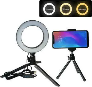 6'' LED Ring Light with Tripod + Mobile  Phone Clip + Tripod for Selfie Make up