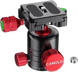 CAMOLO 360-Degree Rotation Double Panoramic Ballhead Tripod Head with Quick Release Plate with Arca for Tripod Camera Gopro