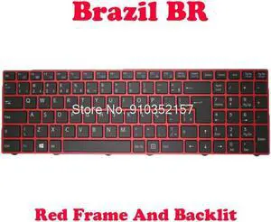Laptop Backlit Keyboard For CLEVO N350DV N350DW N350TV N350TW N550RC1 N550RN N551RC N650DU Brazil BR Red Frame