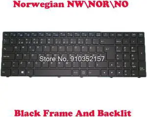 Laptop Backlit Keyboard For CLEVO N750 N770 CVM15F26N0J430R 6-80-N7500-130-1R Norwegian NW\NOR\NO With Black Frame