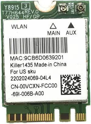 Dand Band 867Mbps killer 1435 QCNFA344A WiFi Wireless Card 802.11ac Fit for Bluetooth 4.1 M.2 NGFF better than killer 1535