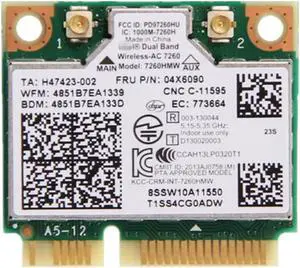 For Thinkpad Intel Wireless-AC 7260 7260HMW 802.11ac Mini PCI-E Wifi + Bluetooth-compatible 4.0 Wlan Card FRU 04X6090 04X6010