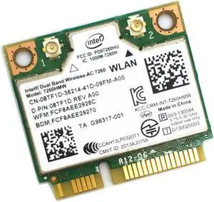 For Intel 7260 AC 7260HMW Mini PCI-E Wireless Wifi Card Dual Band 867Mbps 802.11ac 2.4G/5Ghz Support Bluetooth 4.0