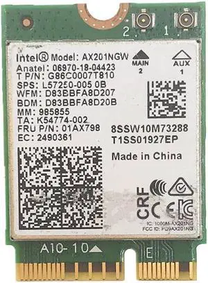 Wi-Fi 6 Intel AX201 M.2 CNVi2 Wifi Card Dual Band 3000Mbps Wireless Fit for Bluetooth 5.0 2.4Ghz/5Ghz 802.11ac/ax AX201NGW