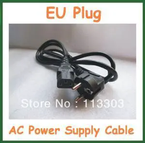 20pcs DHL 3 Pin EU Charger Power Cord Adapter AC Power Supply Cable 3-Prong Cord 1.8M