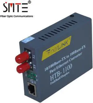 netLINK Media Converter HTB-1100-2KM-ST 10/100M Multimode Duplex ST RJ45 Double Fiber Optical 2KM External Power Supply