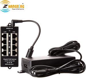 GPOE-4A Gigabit Passive PoE 4 Port PoE Injector for 802.3af Devices, Includes 48 Volt 60W Power Supply for  PoE Camera