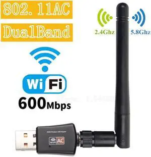Mini 600mbps usb wifi adapter 5.8ghz + 2.4ghz usb2.0 wireless network card receiver lan wifi high speed antenna