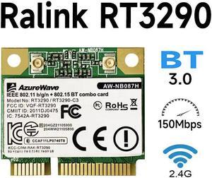 AzureWave AW-NB087H Ralink RT3290 Chipset IEEE 802.11 b/g/n 150Mbps with Bluetooth 3.0HS Half Size MINI PCIe Wi-Fi Card WLAN