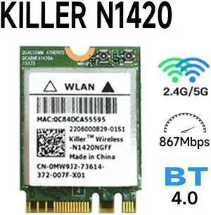 Killer N1420 N1402NGFF wireless NGFF 802.11ac Bluetooth 4.0 867M wifi card 2.4GHz/5GHz Better than Killer 1535 1525