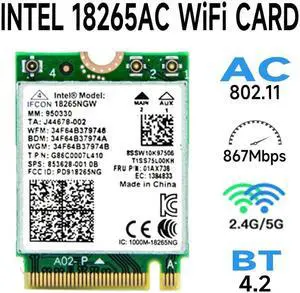 802.11ac Wireless Wlan Mini Wi-Fi Card for Intel Tri-Band Wireless AC 18265 867Mbps WiFi + Bluetooth 4.2 Network Adapter  18265