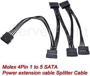 For DIY PC Sever UL1007 18WAG Splitter Cable  Molex 4Pin 1 to 5 SATA power extension cable