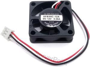 For SEPA SFB30C-12A DC 12V 0.06A 30x30x12mm 3-Wire Server Cooler Fan