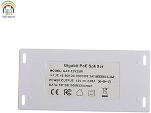 Gigabit PoE Splitter 1000Mbps Ethernet speed power over ethernet splitter with 12 Volt 25 Watt output for 12V non-poe devices