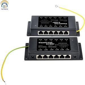 Dual connectors Up to 60W Gigabit POE 6 Port Power over Ethernet PoE Injector For IP Camera, VOIP phone,WiFi AP