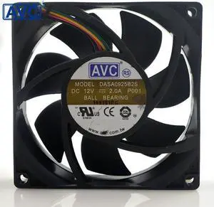 1pcs DASA0925B2S 90mm 90*90*25MM 9025 12V 2.0A 4wire lead PWM cooling fan for AVC