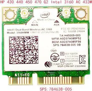 Mini PCI-e Wifi Wireless bluetooth laptop card Dual Band 2.4GHz+5GHz For Intel Wireless AC 3160 3160HMW 802.11ac Bluetooth 4.0