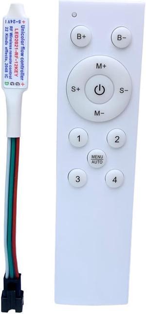 Flow LED Light Controller With RF 12Key Wireless Remote Switch For 12V 24V WS2811 SMD 2835 5050 Single Color Pixel LED Strip