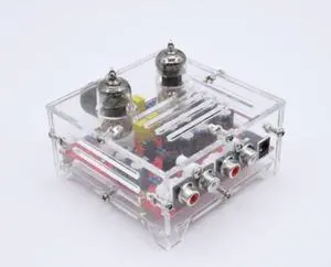 Fever 6J1 Tube Amplifier Preamp Board Hifi Dual Channel Class A Volume Control Tone Preamplifier Board With Crystal Case