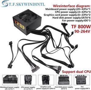 12V 800W Power Supply PC Gaming PC Power Supply PFC Silent Fan ATX 20+4pin PC Computer SATA Gaming