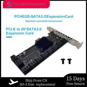 Chia Mining 20 Ports SATA 6Gb to PCI Express Controller Expansion Card PCIe to SATA III Converter PCIE Riser Adapter for PC