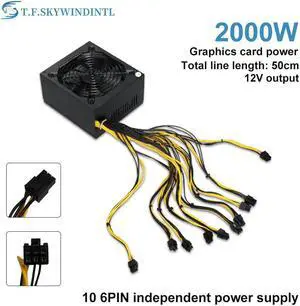 ATX Mining Power Supply 2000W ASIC Power Supply Source 10*6PIN For PC PSU alimentation mining for video card rx 570 Pc gamer