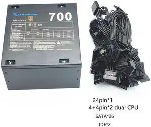 26 SATA Chia PSU PC Source Computer ATX Power Supply PC Rated 700W Bitcoin Miner ETH Mining Machine Mining for Bitcoin