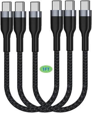 USB C to USB C Cable 1FT 3-Pack,60W Type C PD Fast Charge Cord Compatible with Samsung GalaxyS21/S21+/S20+ Ultra Note 20