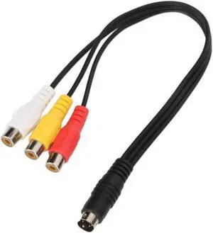 S Video 4 Pin Male to 3RCA Female Cable Double Shielding Red Yellow White Video Adapter Cable Plug and Play 1.0ft