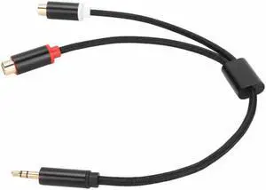 3.5mm Male to 2 RCA Female Cable HiFi Gold Plated Plug 2 Way Transmission Stereo Sound Cable Y Adapter for Smartphone Laptop
