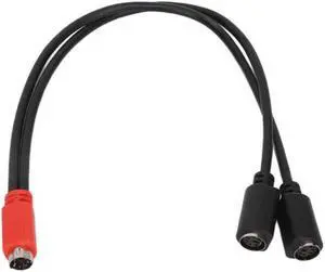 MINI DIN 6 Pin Male to 2 MINI DIN 6 Pin Female Cable Red Black Head MINI DIN 6 Pin Y Splitter Cable Plug and Play 1.0ft