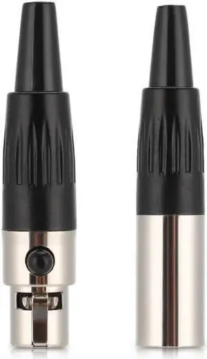 1 Pair Pure Copper Casing Pins 3 Core MINI XLR Connector DIY Audio Cable Welding Plug for wires up to 3.2mm in diameter