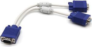 15 Pin 1 PC to 2 Monitor Dual Video Way VGA SVGA Extension Monitor VGA Splitter Cable Lead HD 1080P for Computer PC Laptop