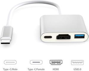 4K USBC 3.1 Hub Converter USB C To USB 3.0/HDMI-compatible/TypeC Charger AV Adapter for Macbook/Dell XPS 13/Matebook Laptops