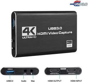 4K Video Capture Card USB 3.0 1080P Game Grabber USB 2.0 Capture Card for Youtube OBS Live Streaming Plate Broadcast