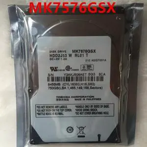 HDD For Toshiba 750GB 2.5" 5400RPM SATA 8MB For Internal HDD For Laptop HDD For MK7576GSX