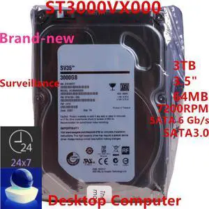 HDD For Seagate Brand SV35 3TB 3.5" SATA 6 Gb/s 64MB 7200RPM For Internal HDD For Surveillance  HDD For ST3000VX000