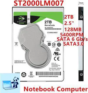 HDD For Seagate BarraCuda 2TB 2.5" SATA 6 Gb/s 128MB 5400RPM For Internal Hard Disk For Laptop HDD For ST2000LM007
