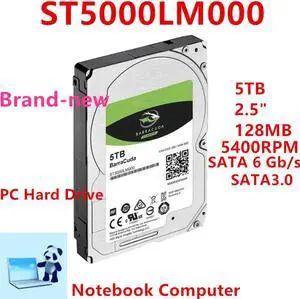 HDD For Seagate BarraCuda 5TB 2.5" SATA 6 Gb/s 128MB 5400RPM For Internal HDD For Notebook HDD For ST5000LM000